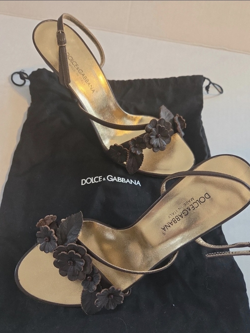 DOLCE & GABBANA Brown Flower Strappy Women’s Sandals